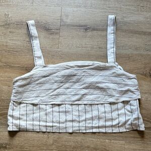 Avec Les Filles Cream and Black Striped Tank Top